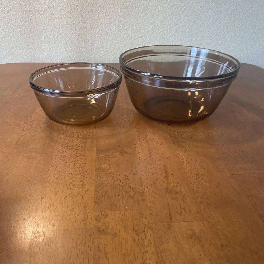 Anchor Amber Nesting Bowls Ovenware Set Mixing Bowls 1-Qt & 2.5 Qt Oven Safe